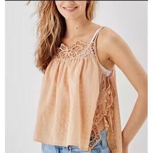 NWT American Eagle neutral blowy side tie top crochet lace boho small festival